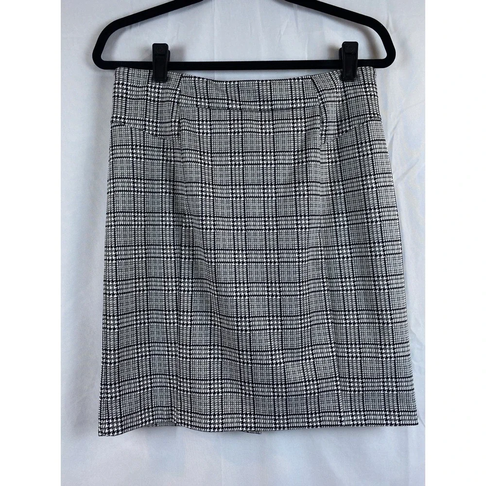 Michael Kors Women's Size Medium Black Gray White Herringbone‎ Pencil Skirt